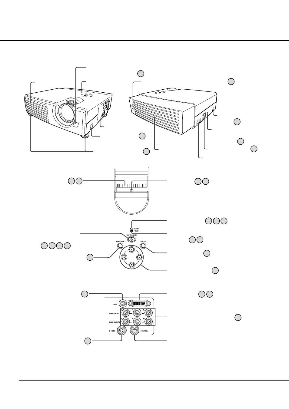 Understanding the parts of the projector | Toshiba TDP-MT500 User Manual | Page 12 / 40