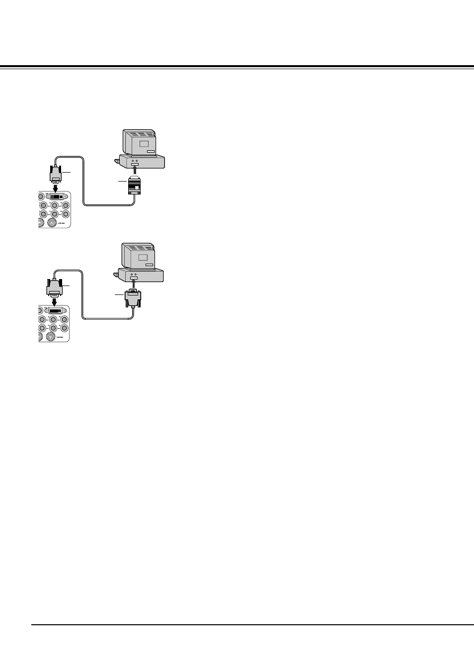 Viewing computer images, A. connecting the projector to a computer, B. plugging in the power cord | Toshiba TDP-MT500 User Manual | Page 22 / 40
