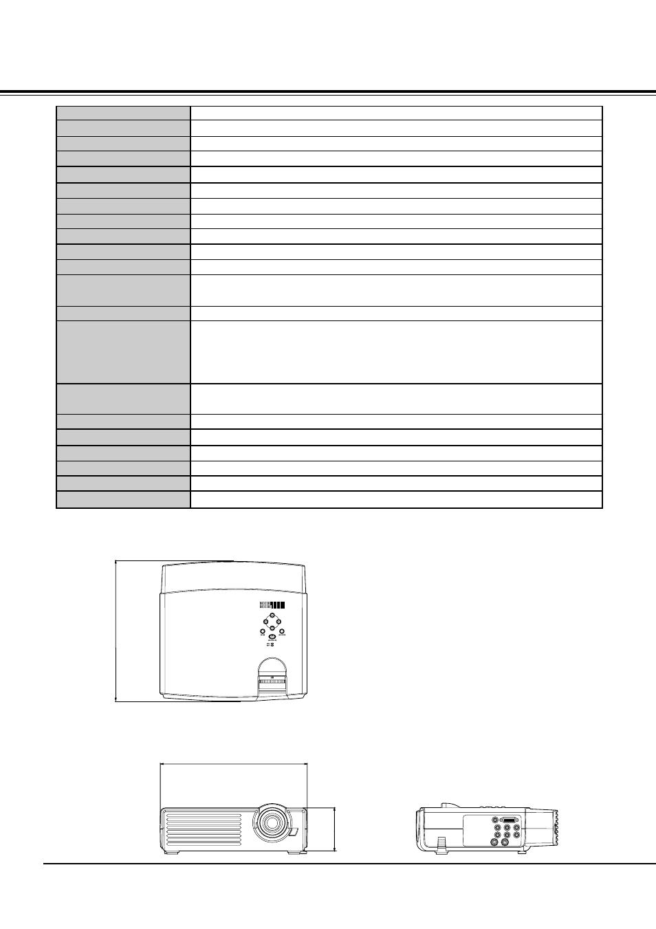 Specifications | Toshiba TDP-MT500 User Manual | Page 38 / 40