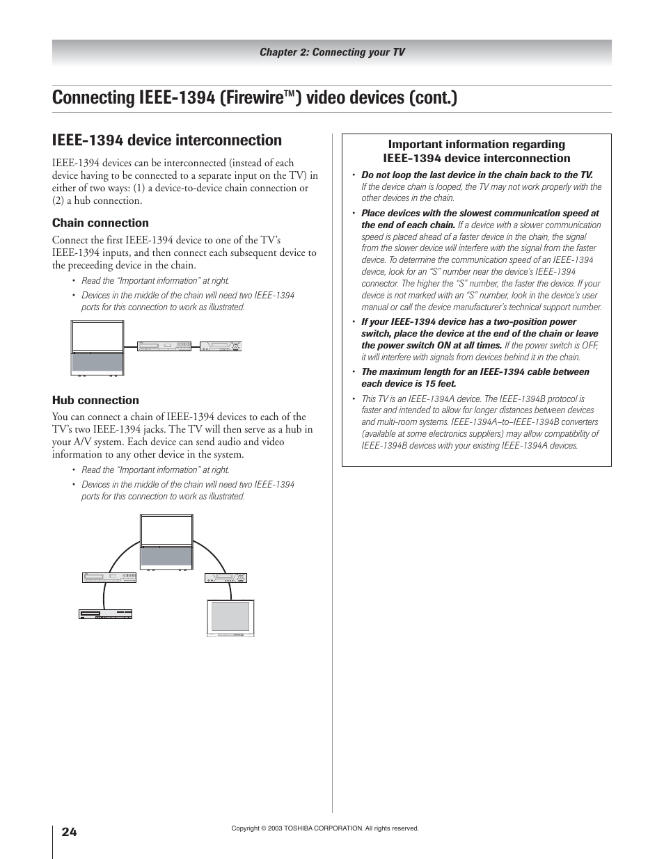 Ieee-1394 device interconnection | Toshiba 65H93 User Manual | Page 24 / 100