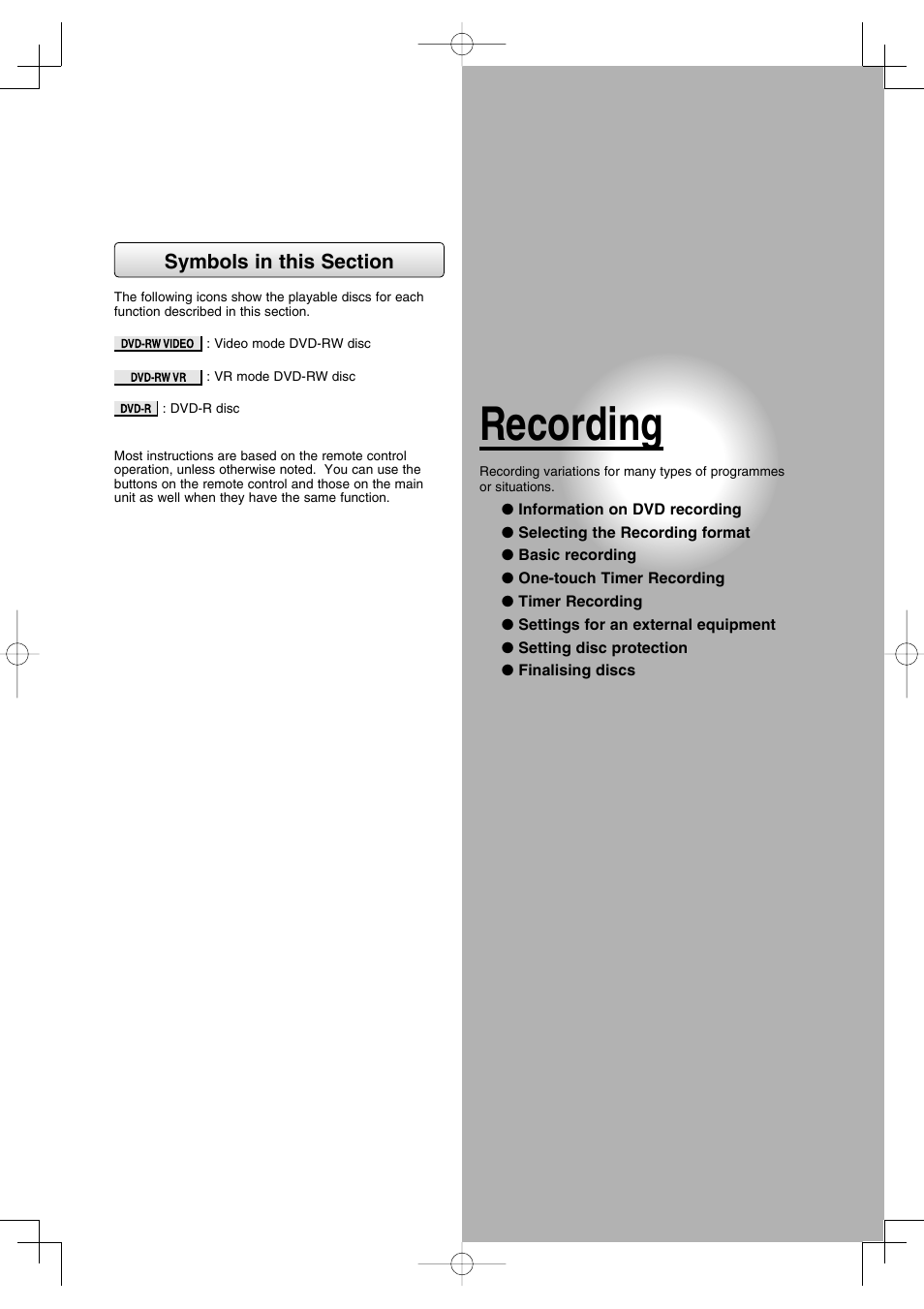 Recording | Toshiba D-R160SB User Manual | Page 35 / 67