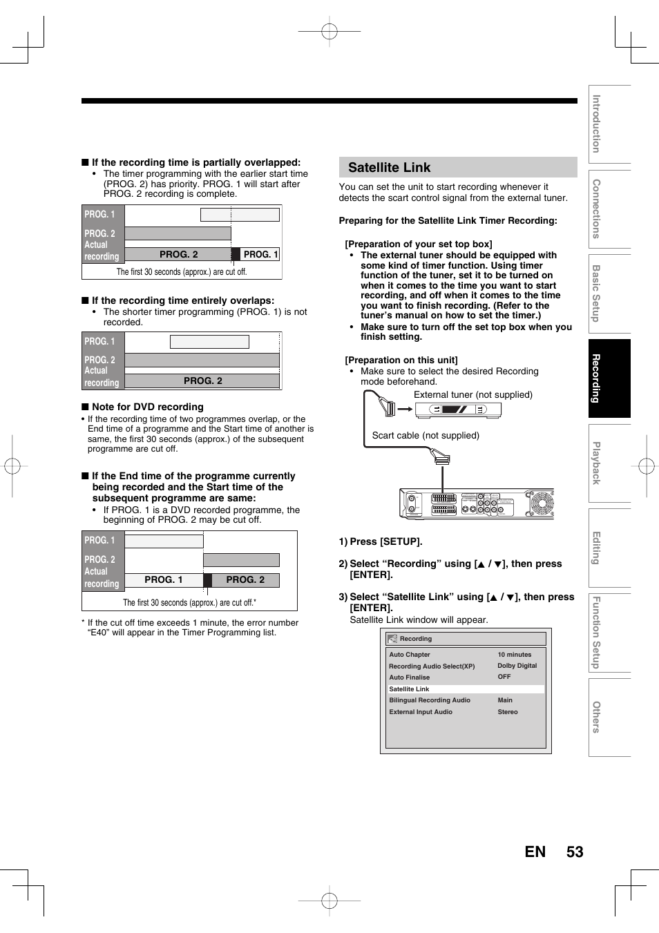 53 en, Satellite link | Toshiba D-R160SB User Manual | Page 53 / 67