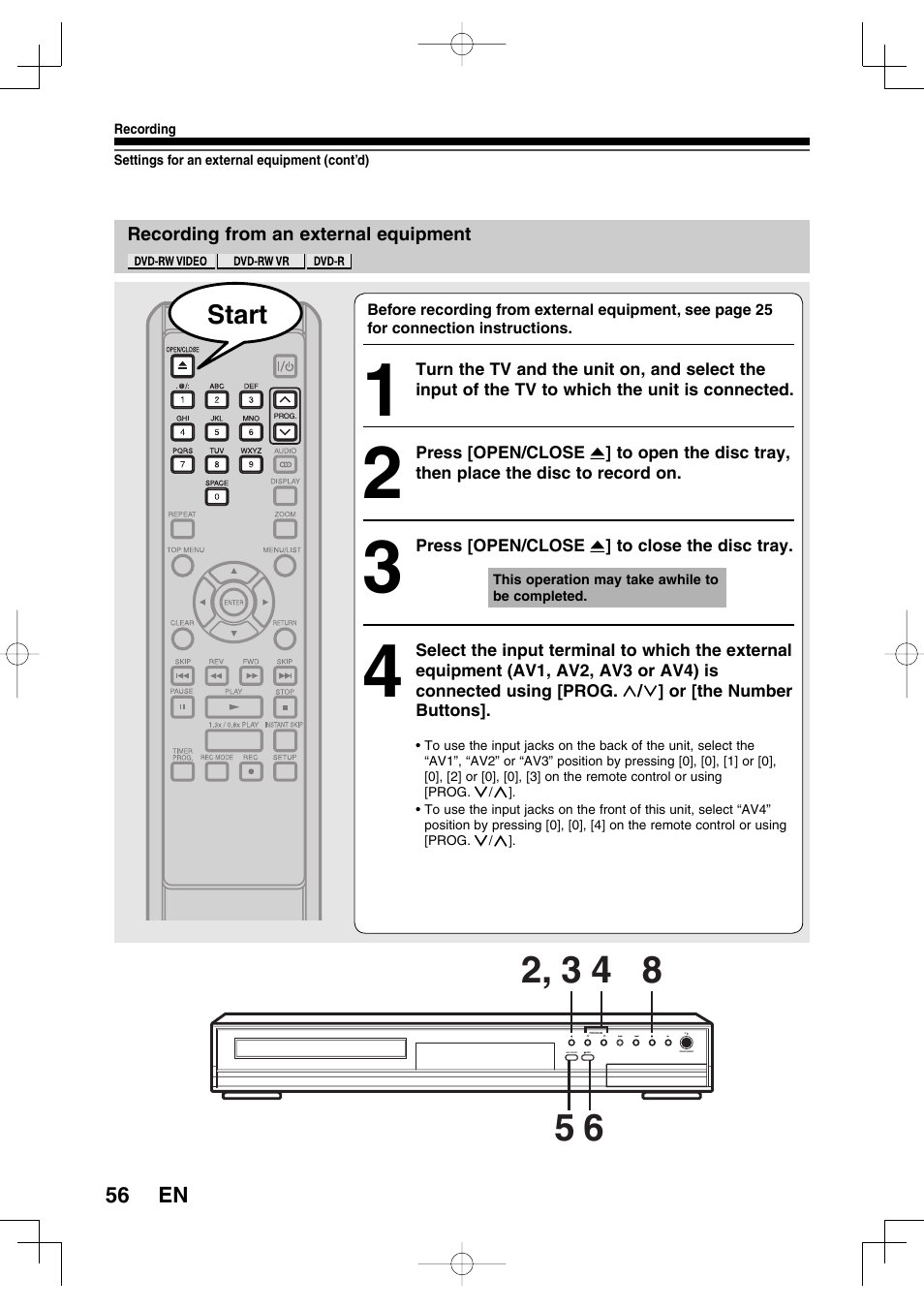 Start | Toshiba D-R160SB User Manual | Page 56 / 67