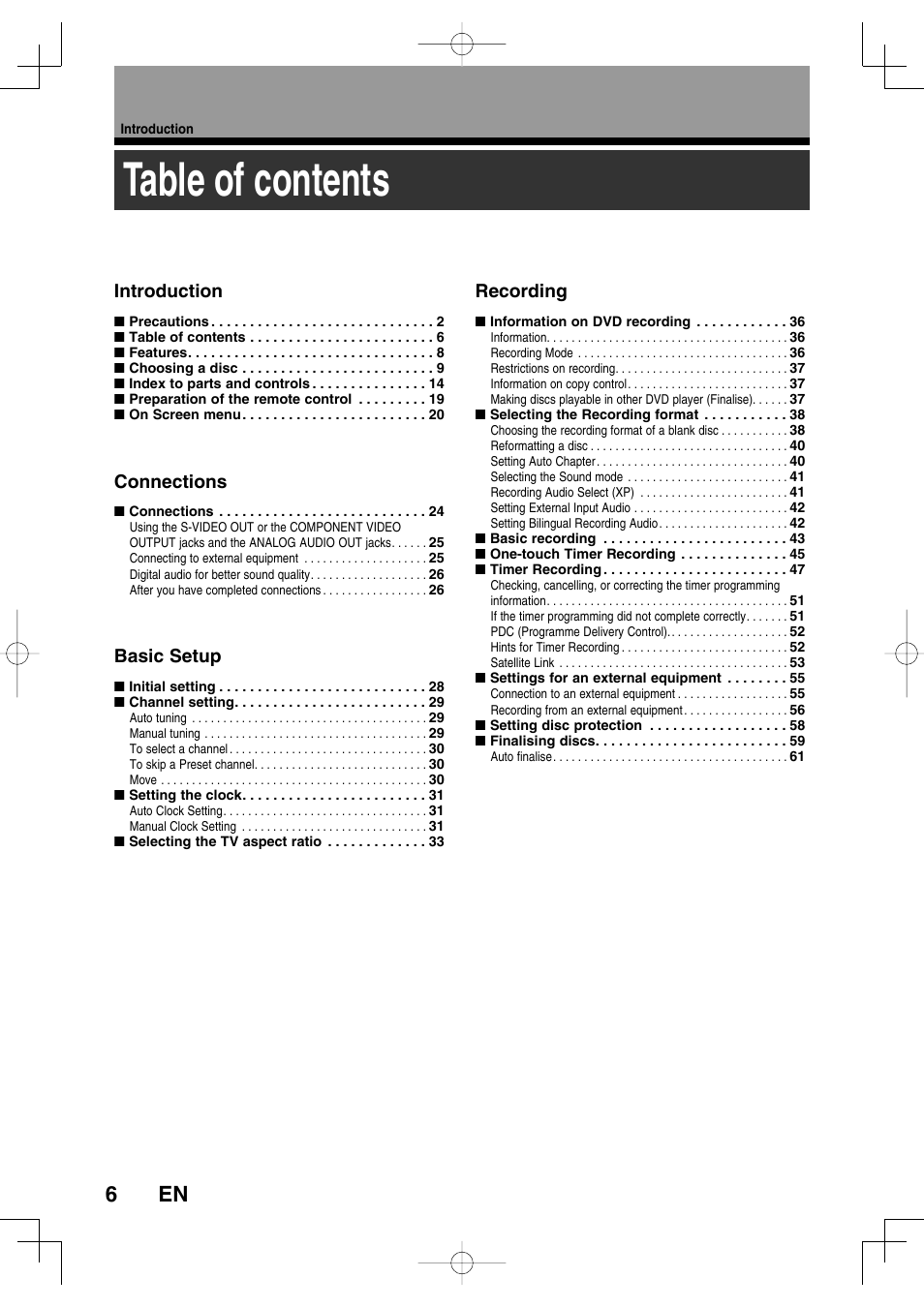 Toshiba D-R160SB User Manual | Page 6 / 67