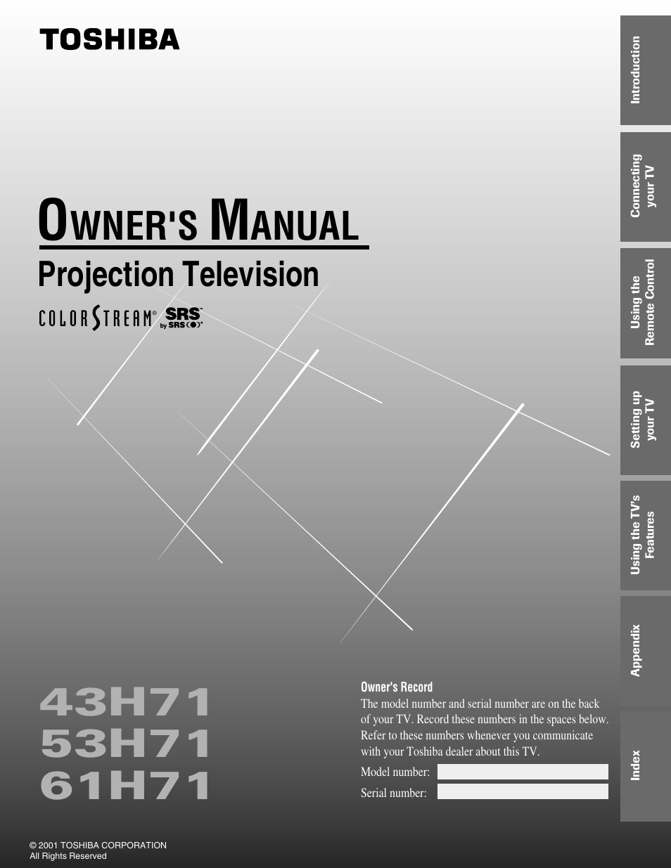 Toshiba TheaterView 43H71 User Manual | 52 pages