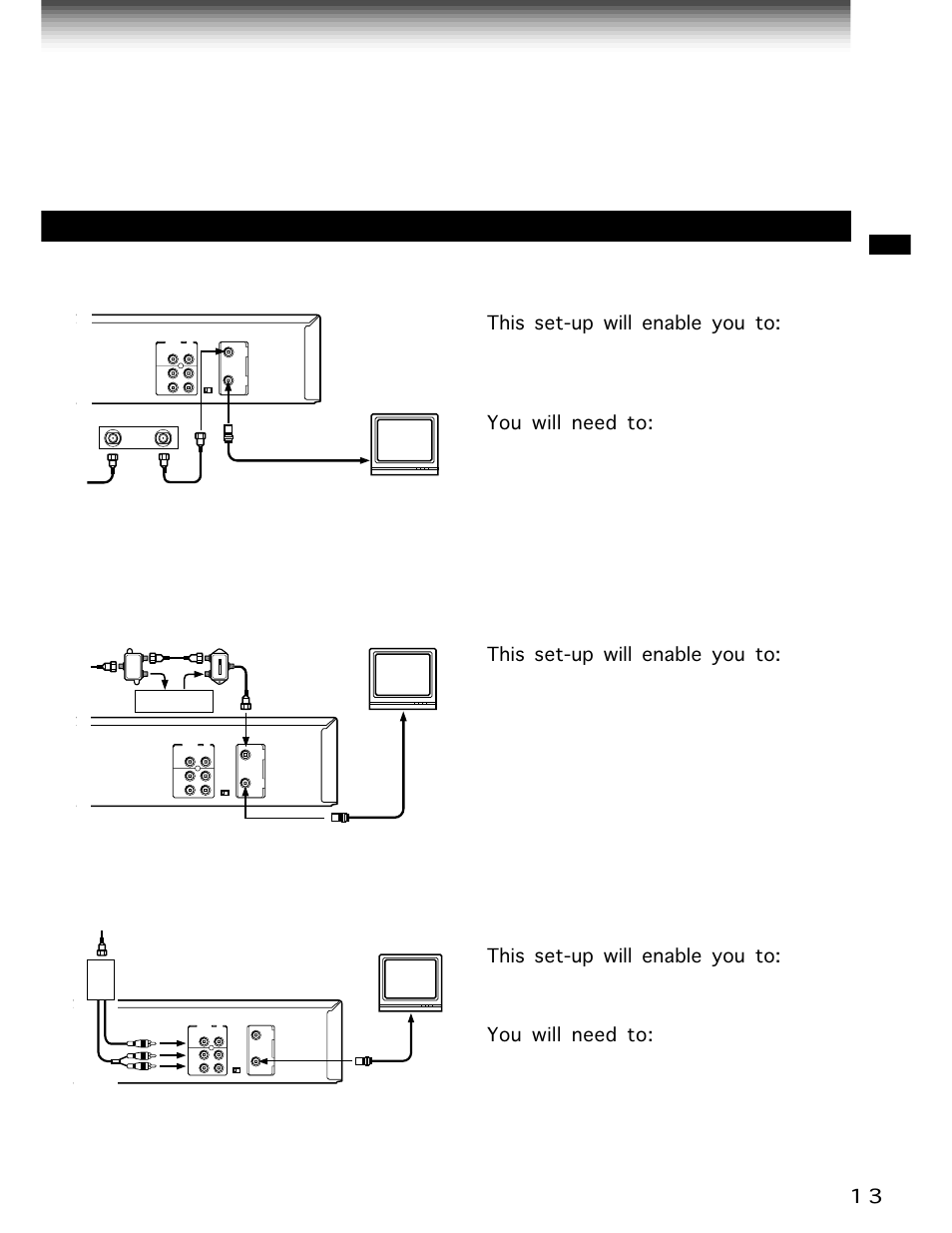 This set-up will enable you to, You will need to | Toshiba W-706 User Manual | Page 13 / 49