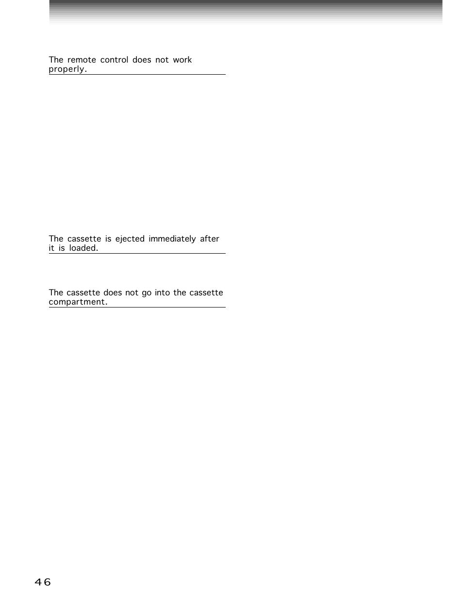 Before calling service personnel (continued) | Toshiba W-706 User Manual | Page 46 / 49
