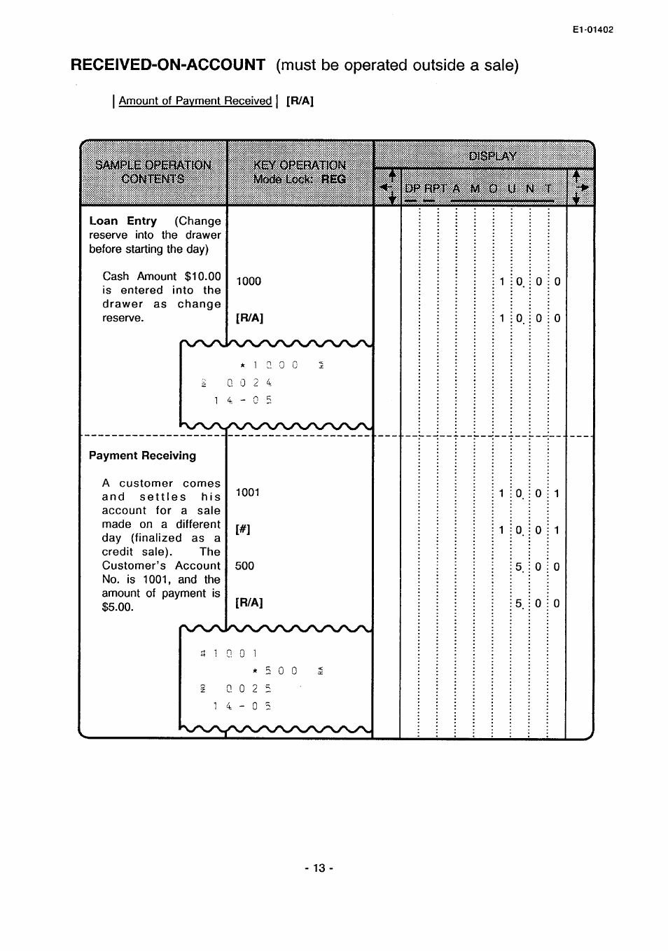 Received-on-account, Must be operated outside a sale) | Toshiba TEC MA-71 User Manual | Page 16 / 55