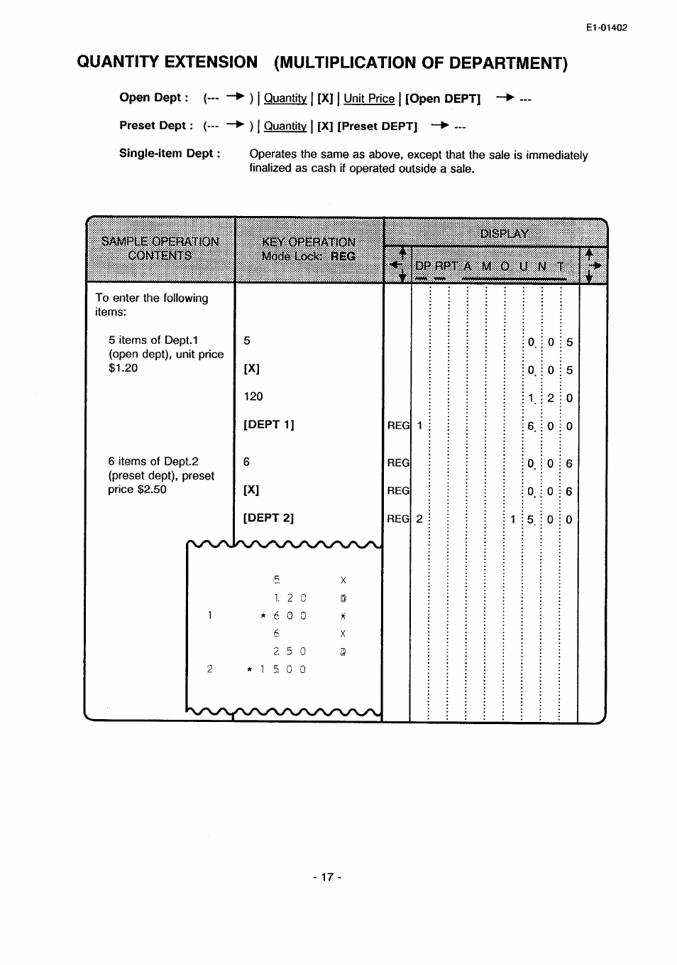 Quantity extension (multiplication of department) | Toshiba TEC MA-71 User Manual | Page 20 / 55