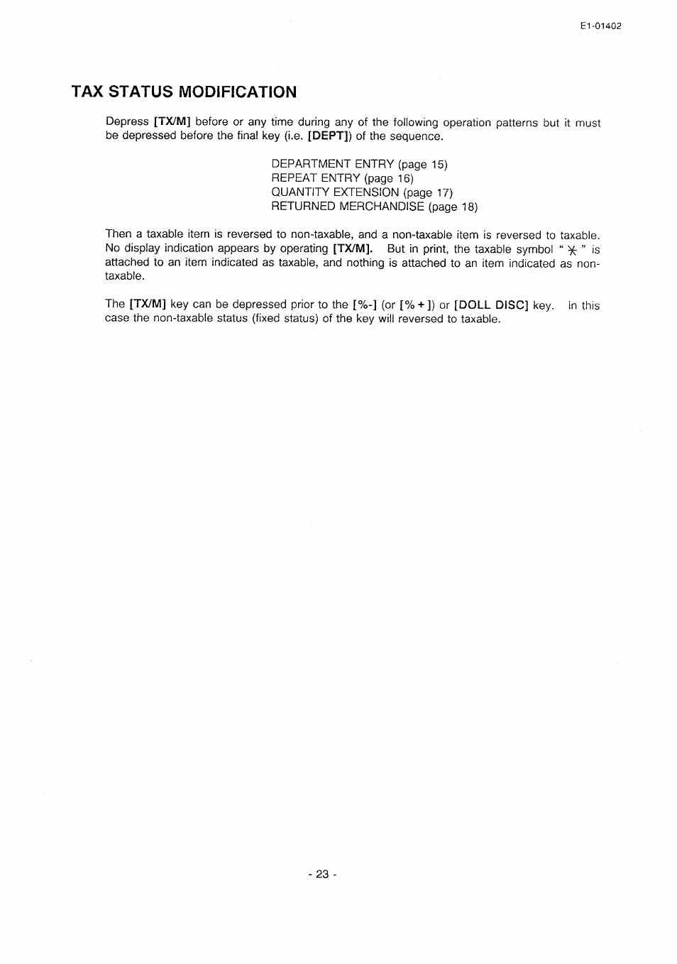 Tax status modification | Toshiba TEC MA-71 User Manual | Page 26 / 55