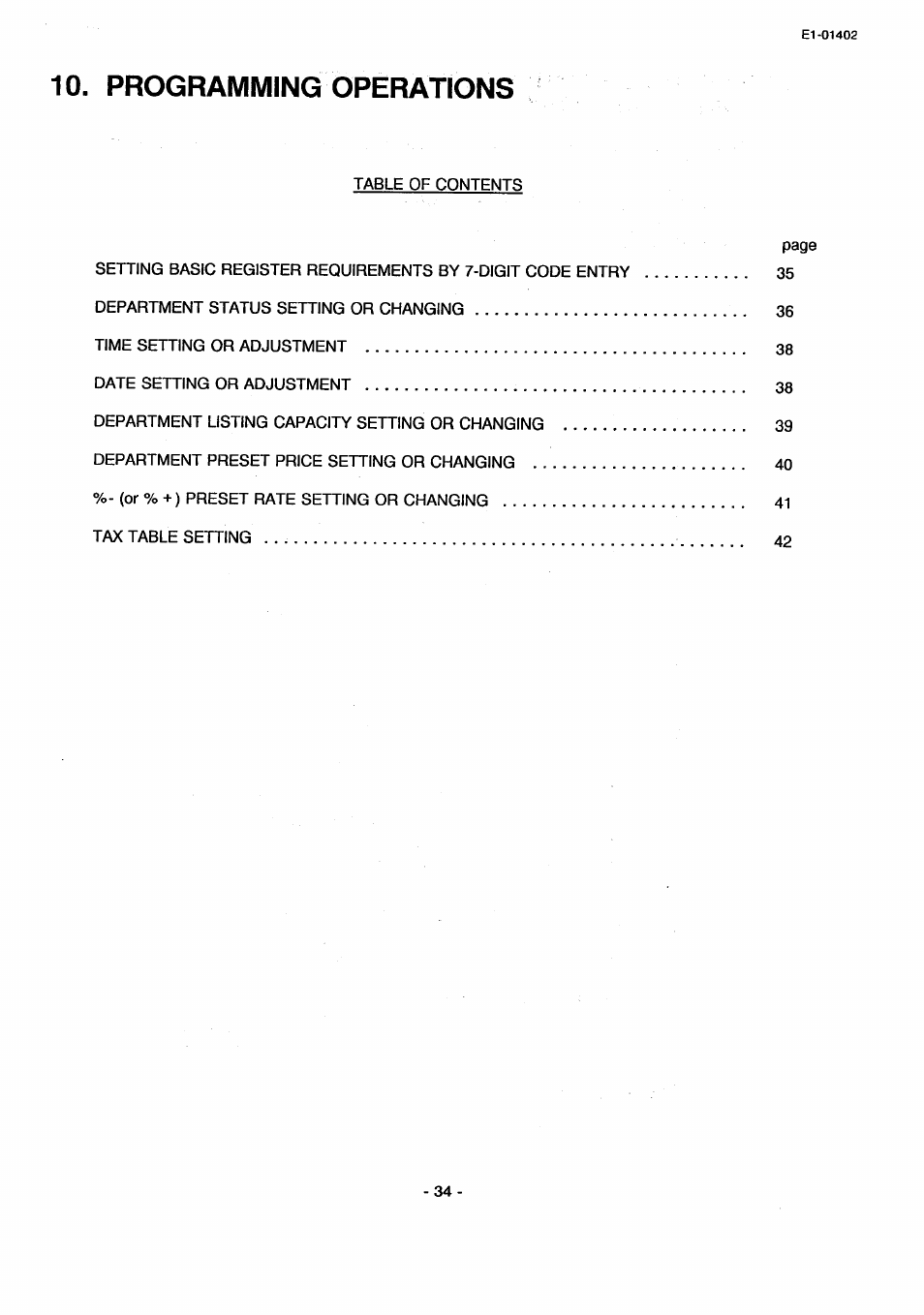 10, programming operations, Programming operations | Toshiba TEC MA-71 User Manual | Page 37 / 55