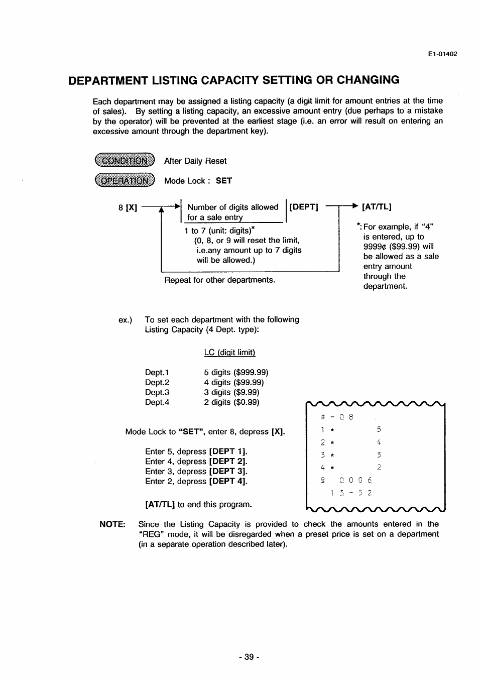 Department listing capacity setting or changing | Toshiba TEC MA-71 User Manual | Page 42 / 55