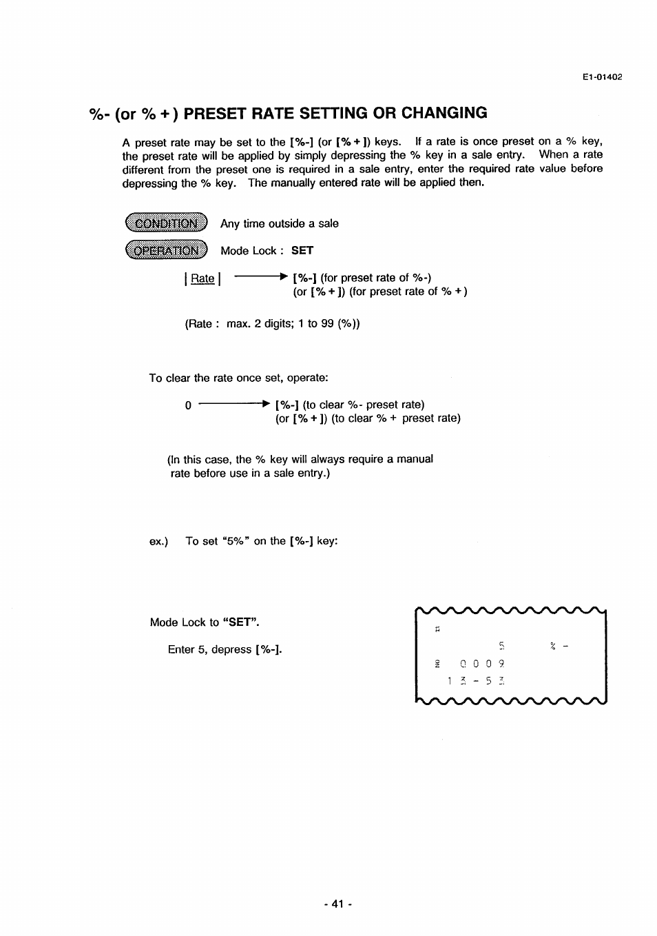 Or % + ) preset rate setting or changing | Toshiba TEC MA-71 User Manual | Page 44 / 55