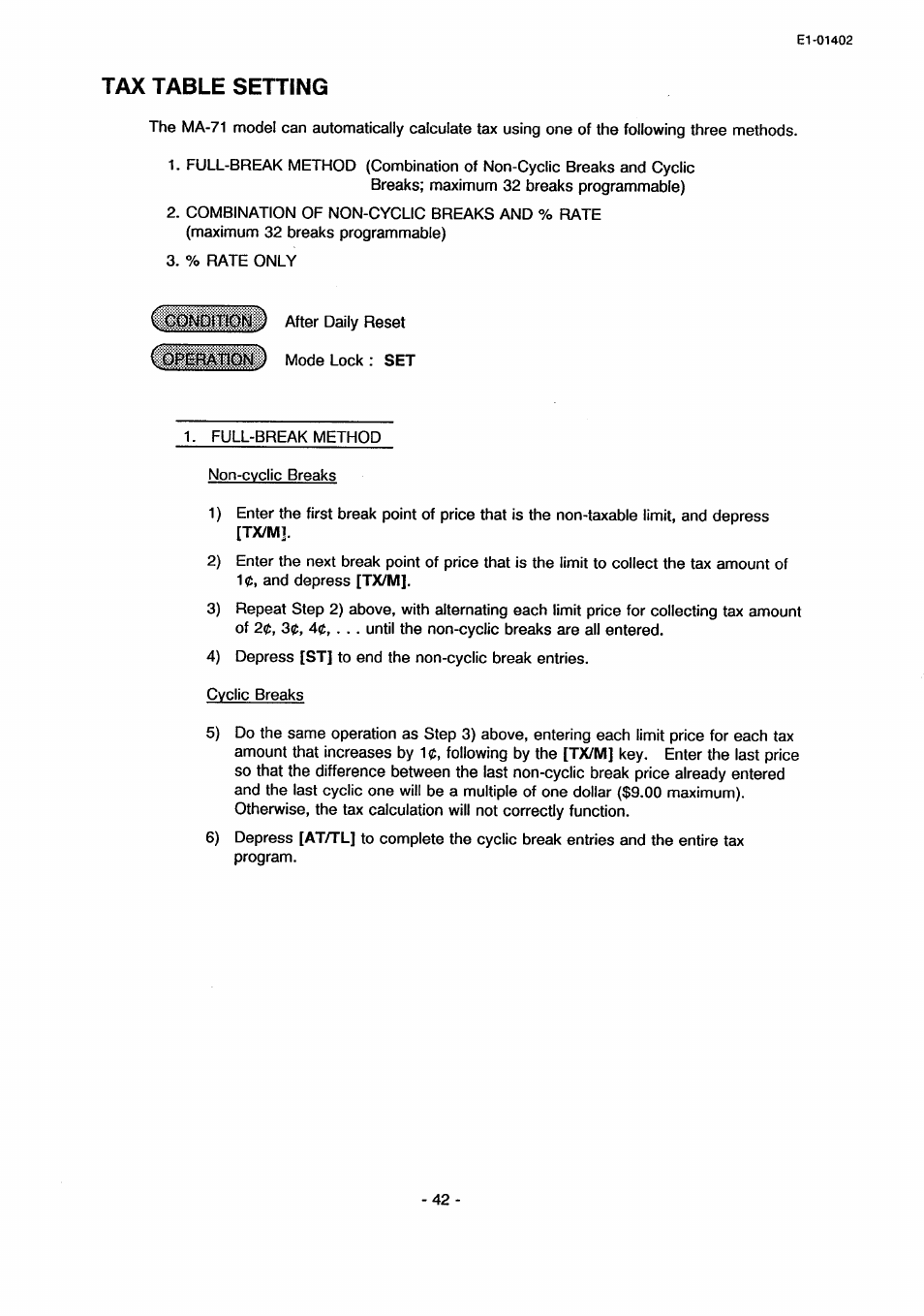 Tax table setting | Toshiba TEC MA-71 User Manual | Page 45 / 55