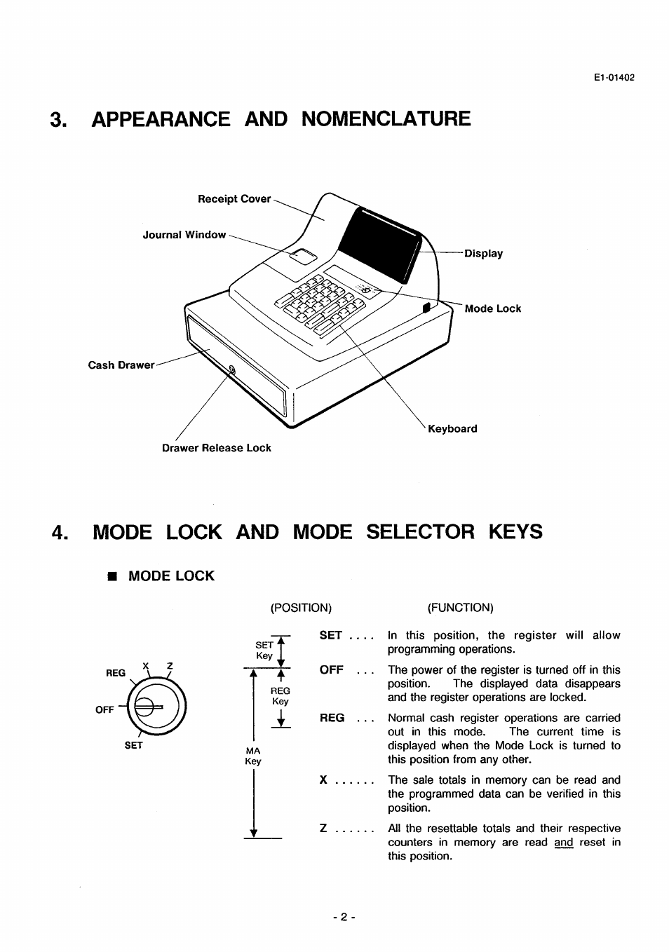 Mode lock | Toshiba TEC MA-71 User Manual | Page 5 / 55