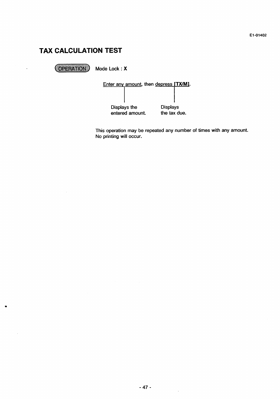 Tax calculation test | Toshiba TEC MA-71 User Manual | Page 50 / 55