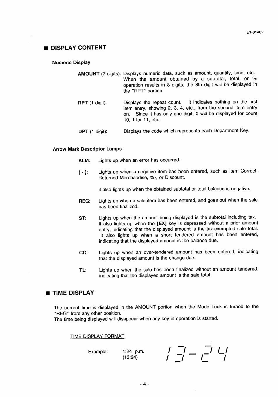 Display content, Time display | Toshiba TEC MA-71 User Manual | Page 7 / 55