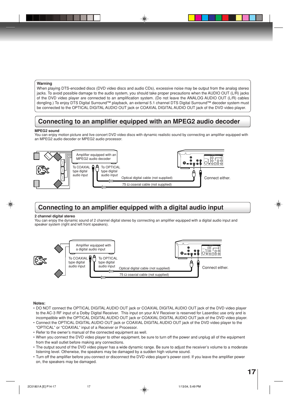 Coaxial | Toshiba SD-3860SC User Manual | Page 17 / 44