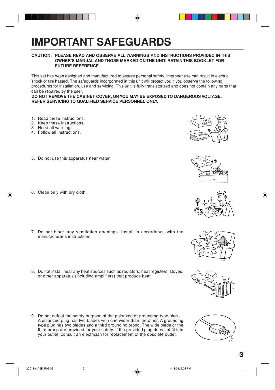 Important safeguards | Toshiba SD-3860SC User Manual | Page 3 / 44