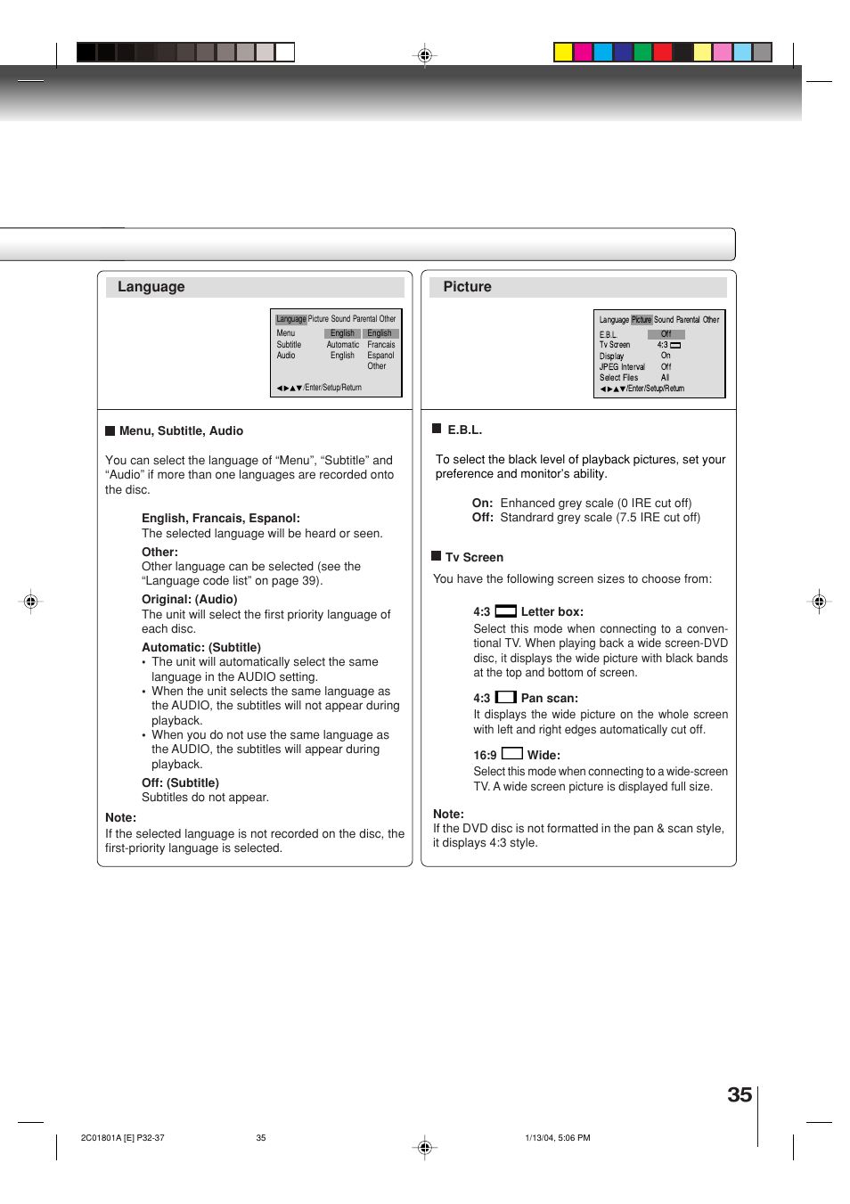 Language picture | Toshiba SD-3860SC User Manual | Page 35 / 44