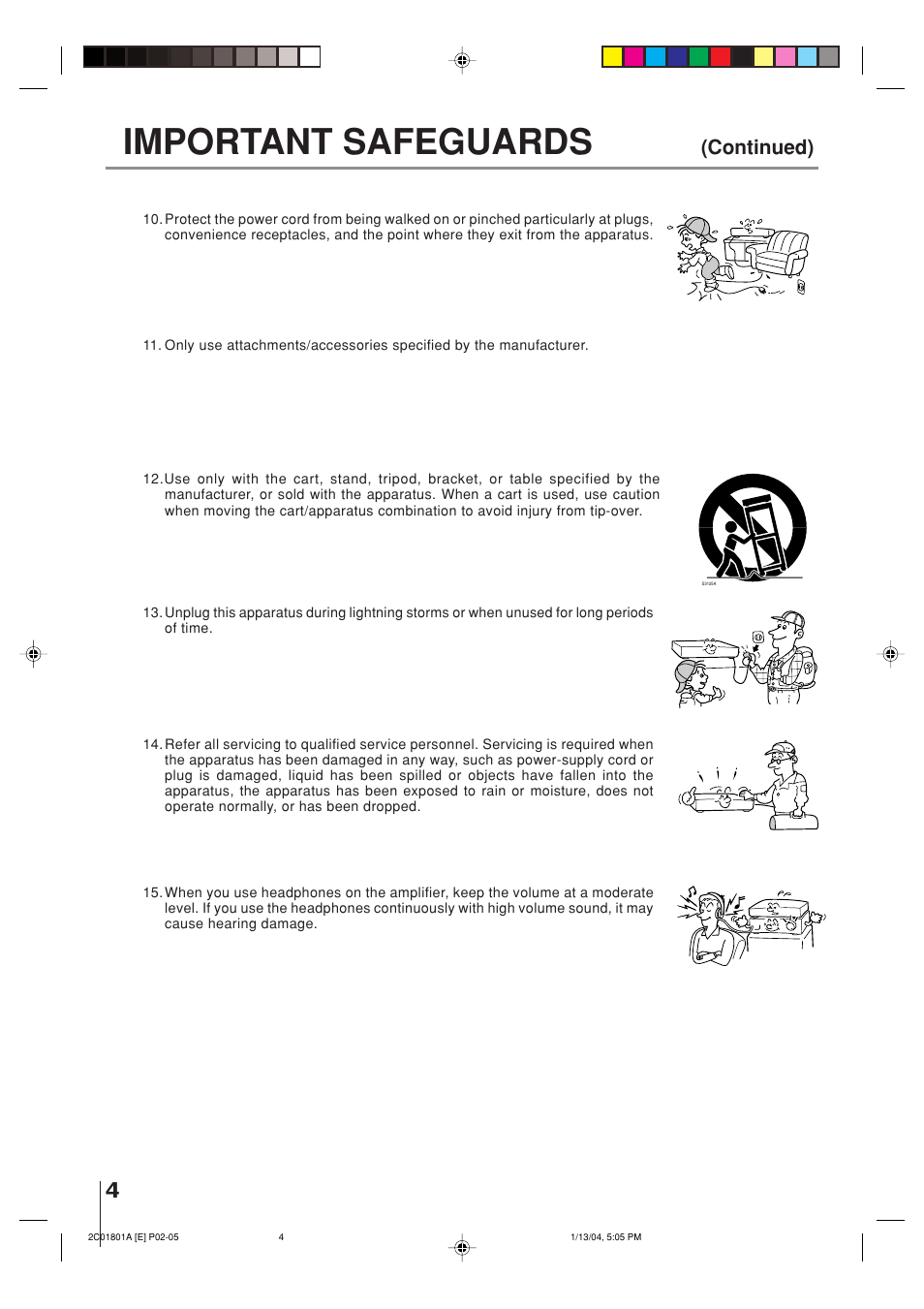 Important safeguards, Continued) | Toshiba SD-3860SC User Manual | Page 4 / 44