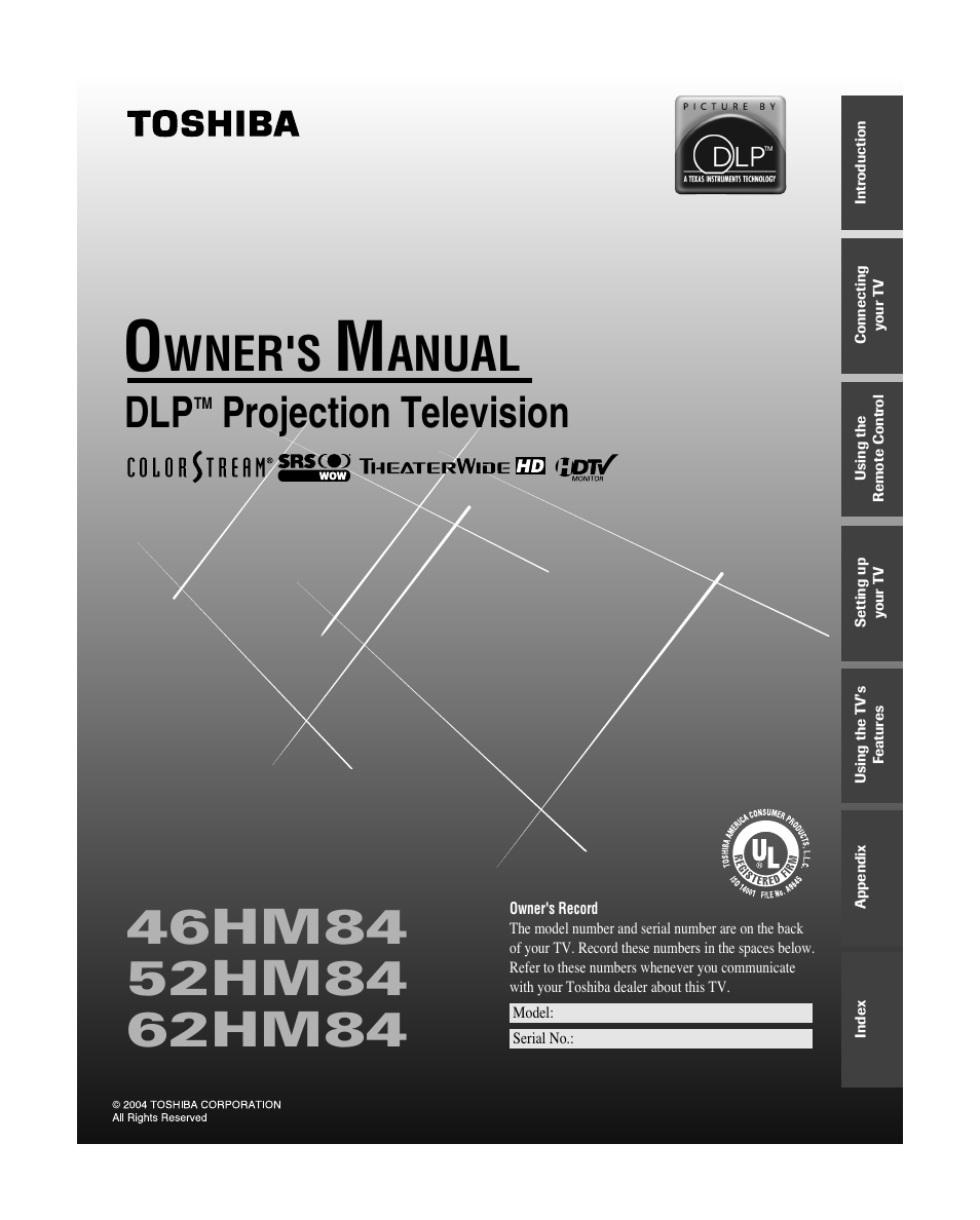 Toshiba 46HM84 User Manual | 71 pages