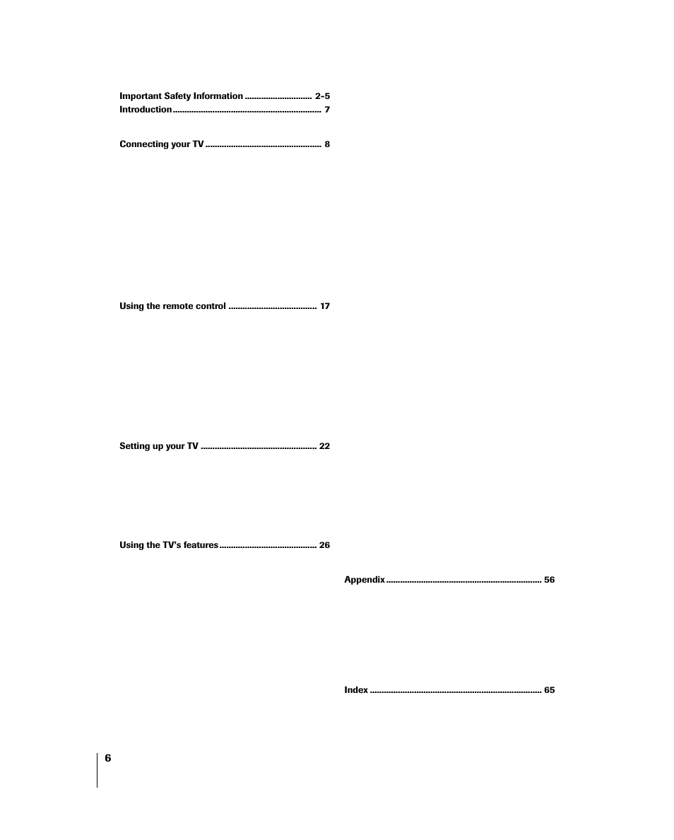 Toshiba 46HM84 User Manual | Page 6 / 71