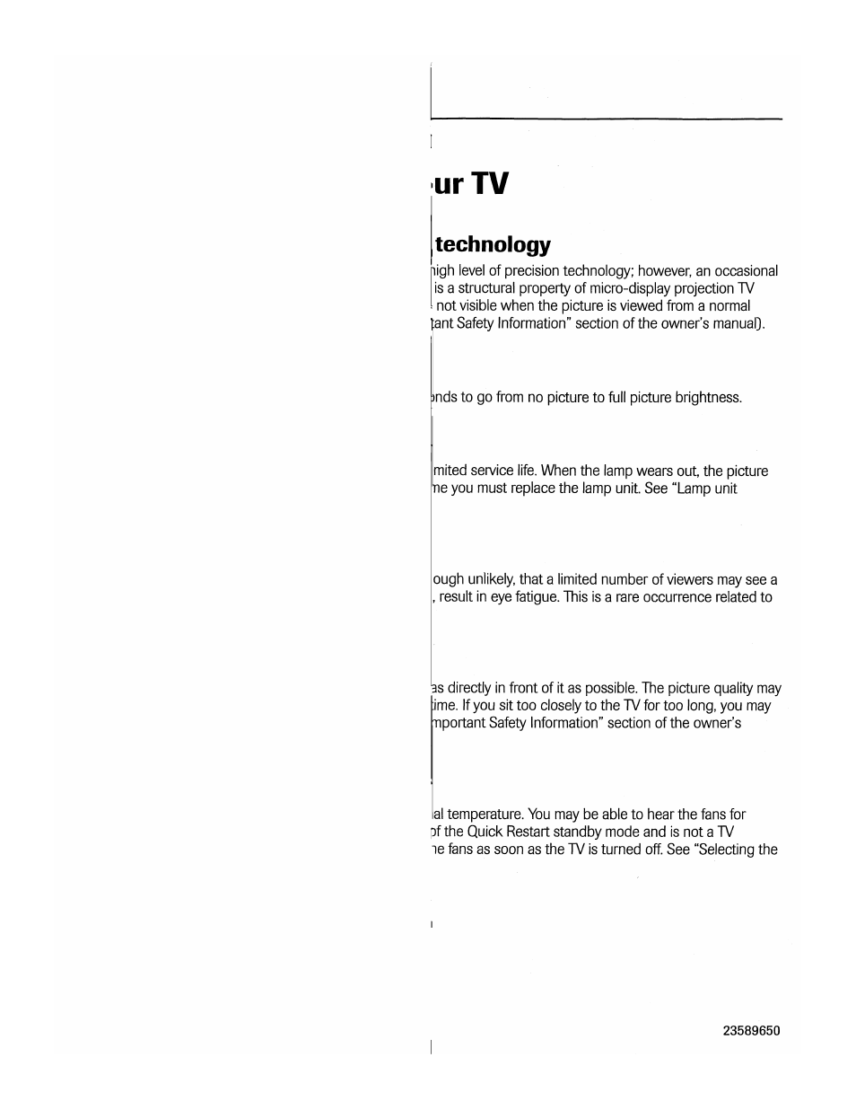 Important notes about the tv | Toshiba 46HM84 User Manual | Page 67 / 71