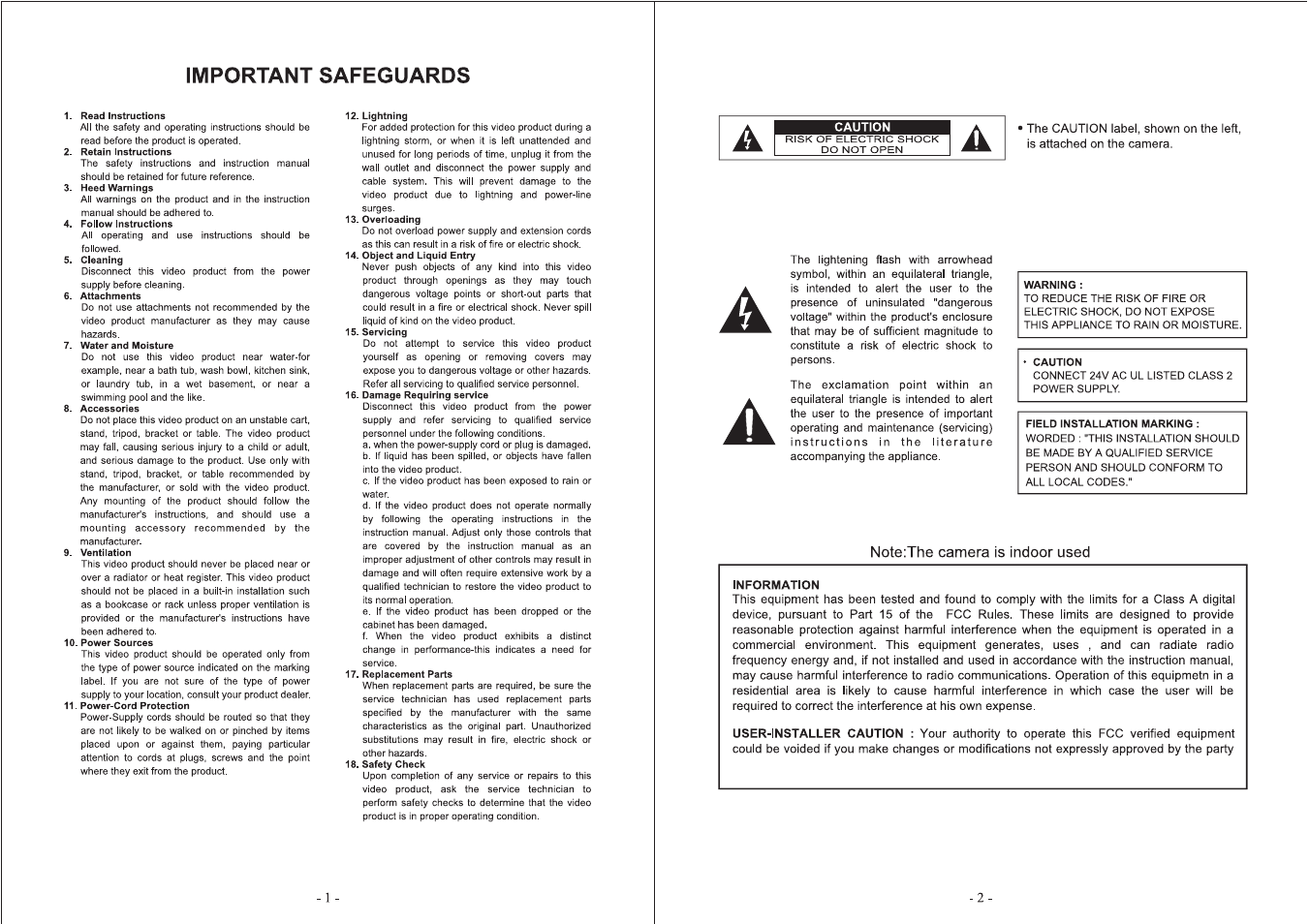 Important safeguards | Toshiba IK-64DNA User Manual | Page 2 / 14