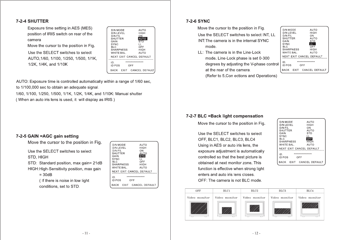 2-6 sync, 2-7 blc =back light compensation, 2-4 shutter | Toshiba IK-64DNA User Manual | Page 7 / 14