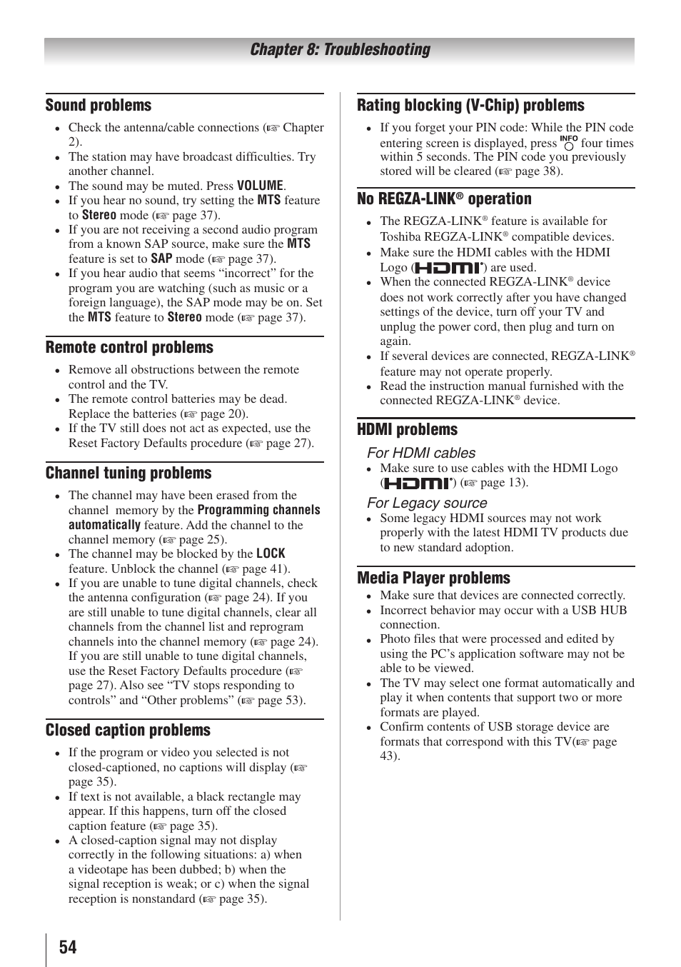 Toshiba 32C110U User Manual | Page 54 / 62