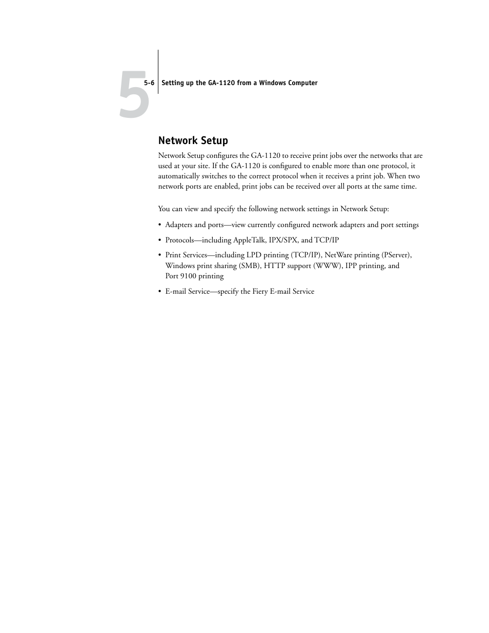 Network setup | Toshiba GA-1120 User Manual | Page 104 / 168