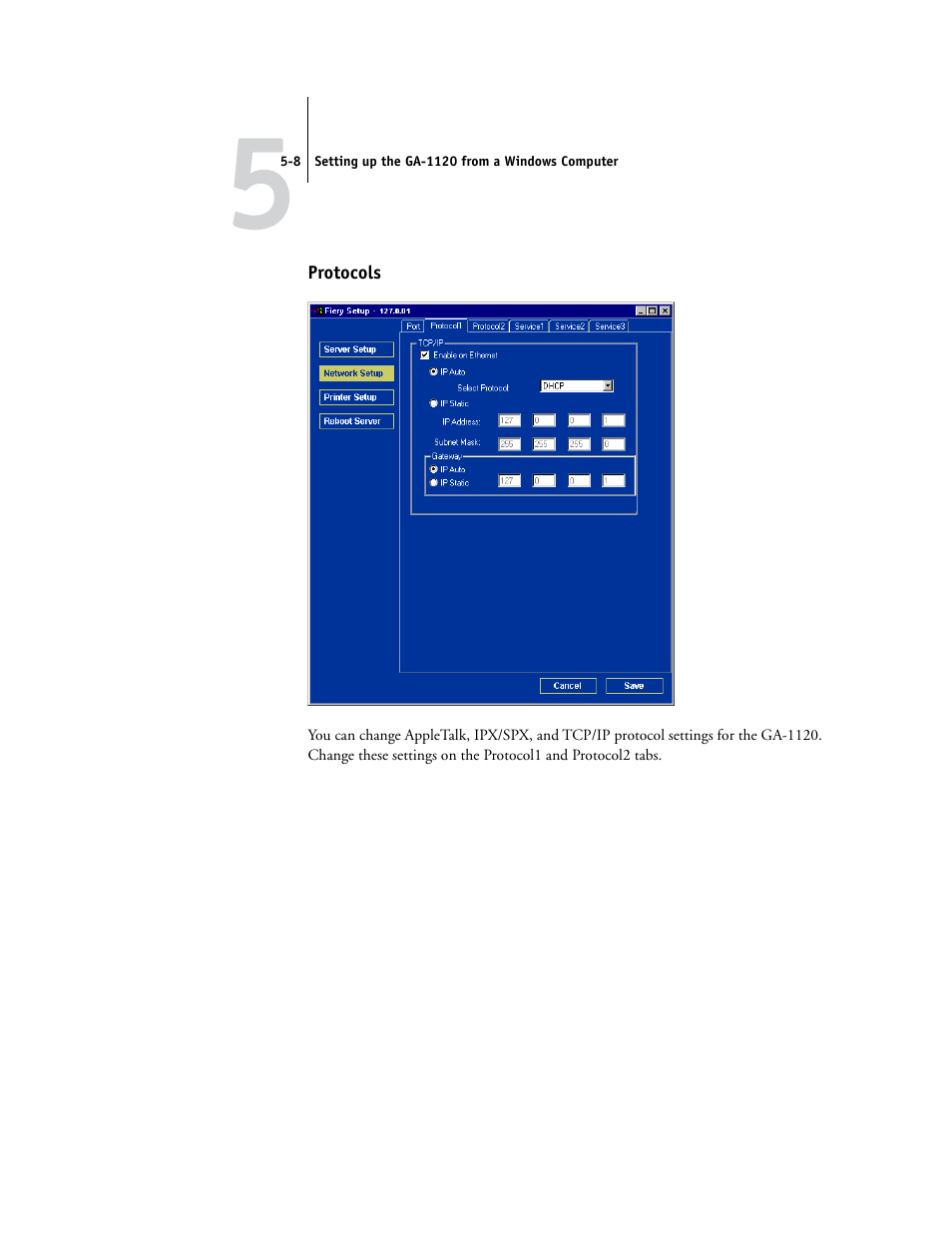 Protocols | Toshiba GA-1120 User Manual | Page 106 / 168