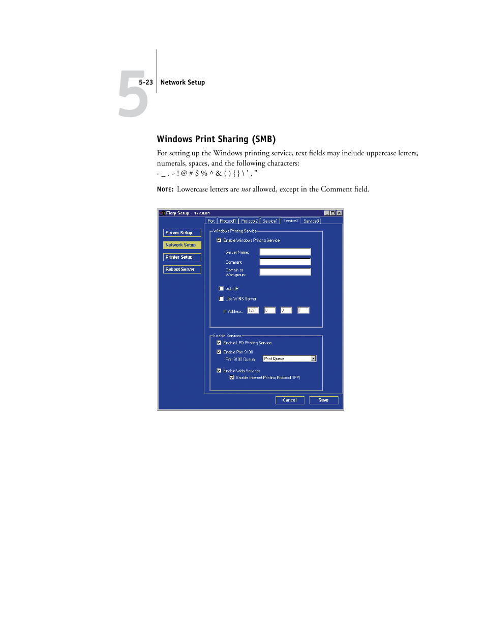 Windows print sharing (smb) | Toshiba GA-1120 User Manual | Page 121 / 168