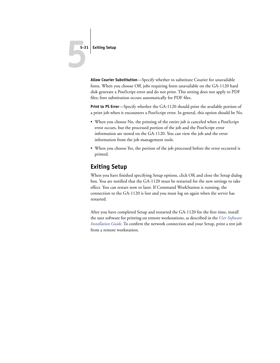 Exiting setup | Toshiba GA-1120 User Manual | Page 129 / 168