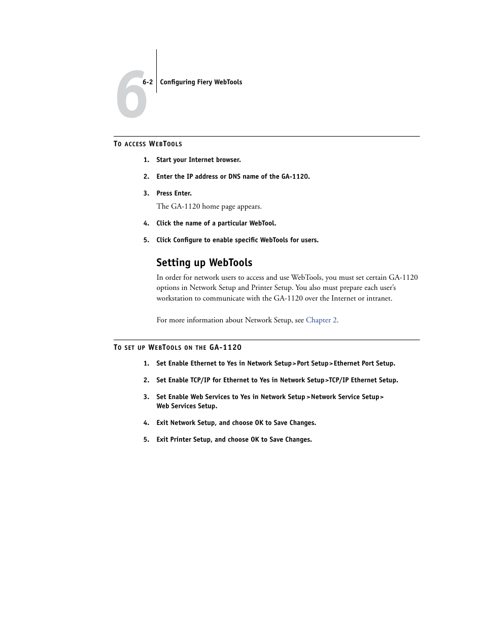 Setting up webtools | Toshiba GA-1120 User Manual | Page 132 / 168