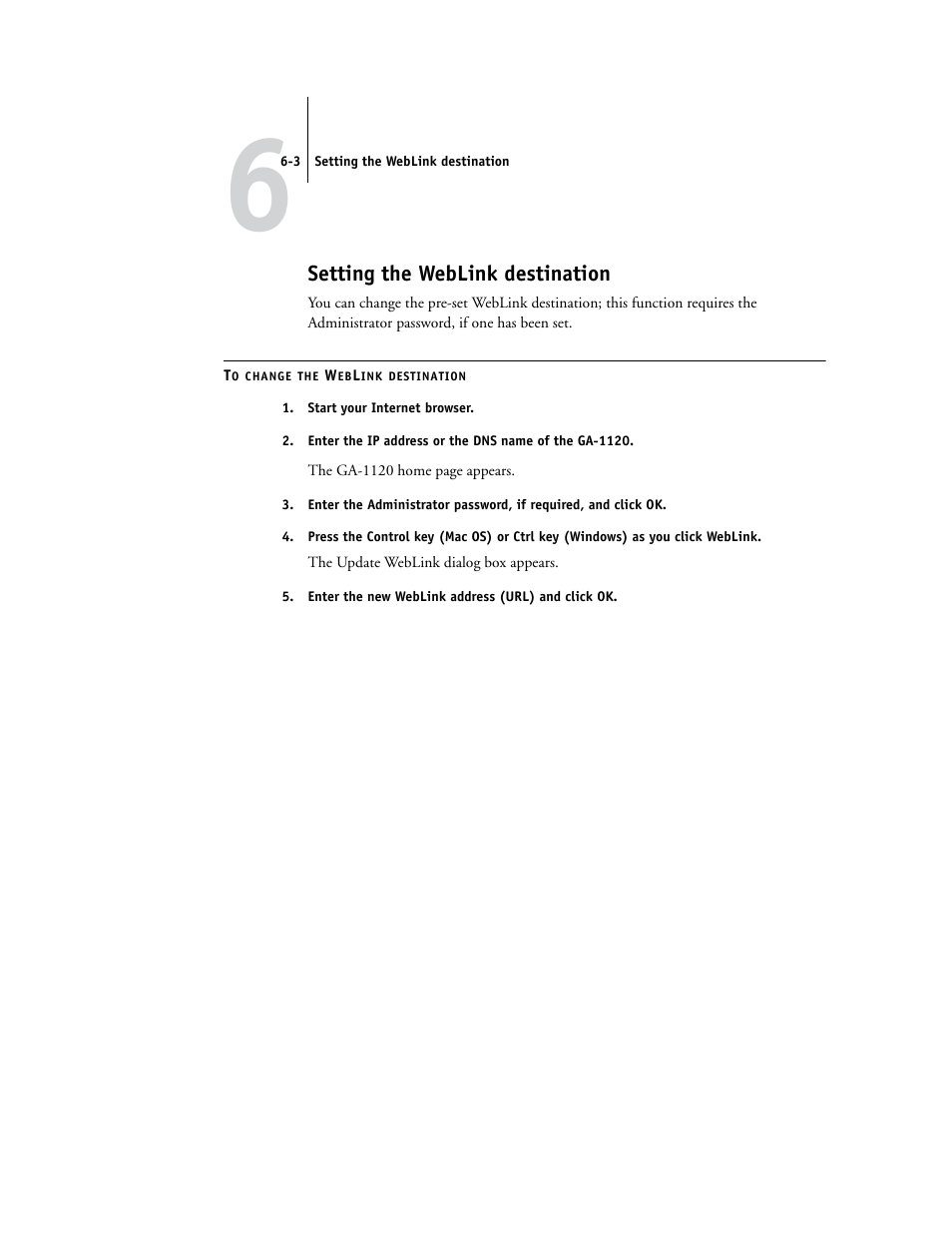 Setting the weblink destination | Toshiba GA-1120 User Manual | Page 133 / 168
