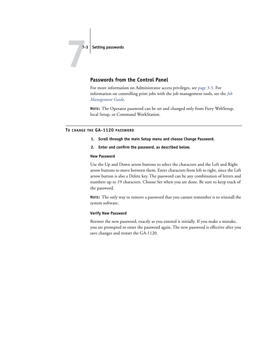 Passwords from the control panel | Toshiba GA-1120 User Manual | Page 137 / 168