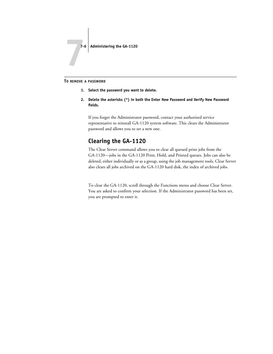 Clearing the ga1120, Clearing the ga-1120 | Toshiba GA-1120 User Manual | Page 140 / 168