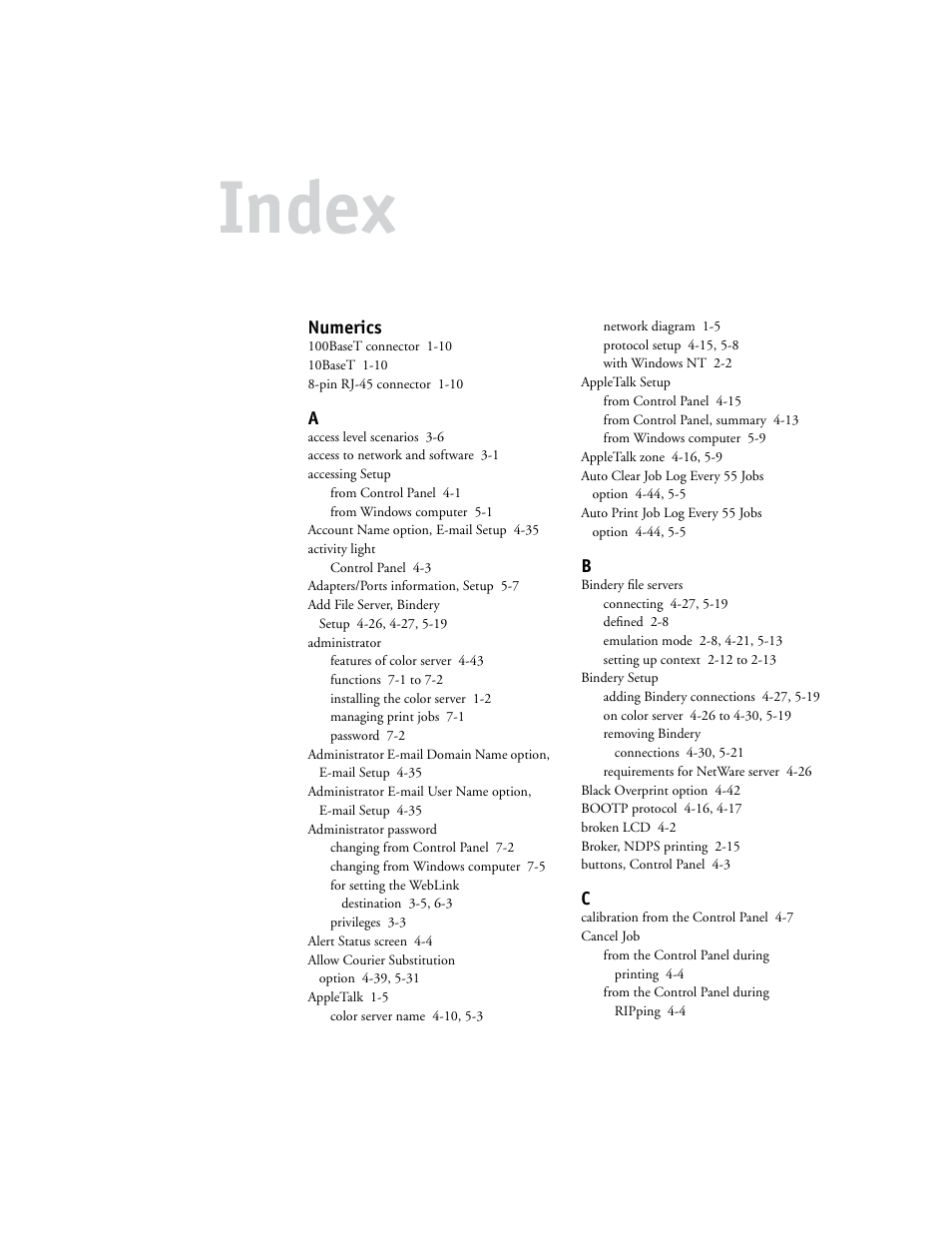 Index | Toshiba GA-1120 User Manual | Page 159 / 168
