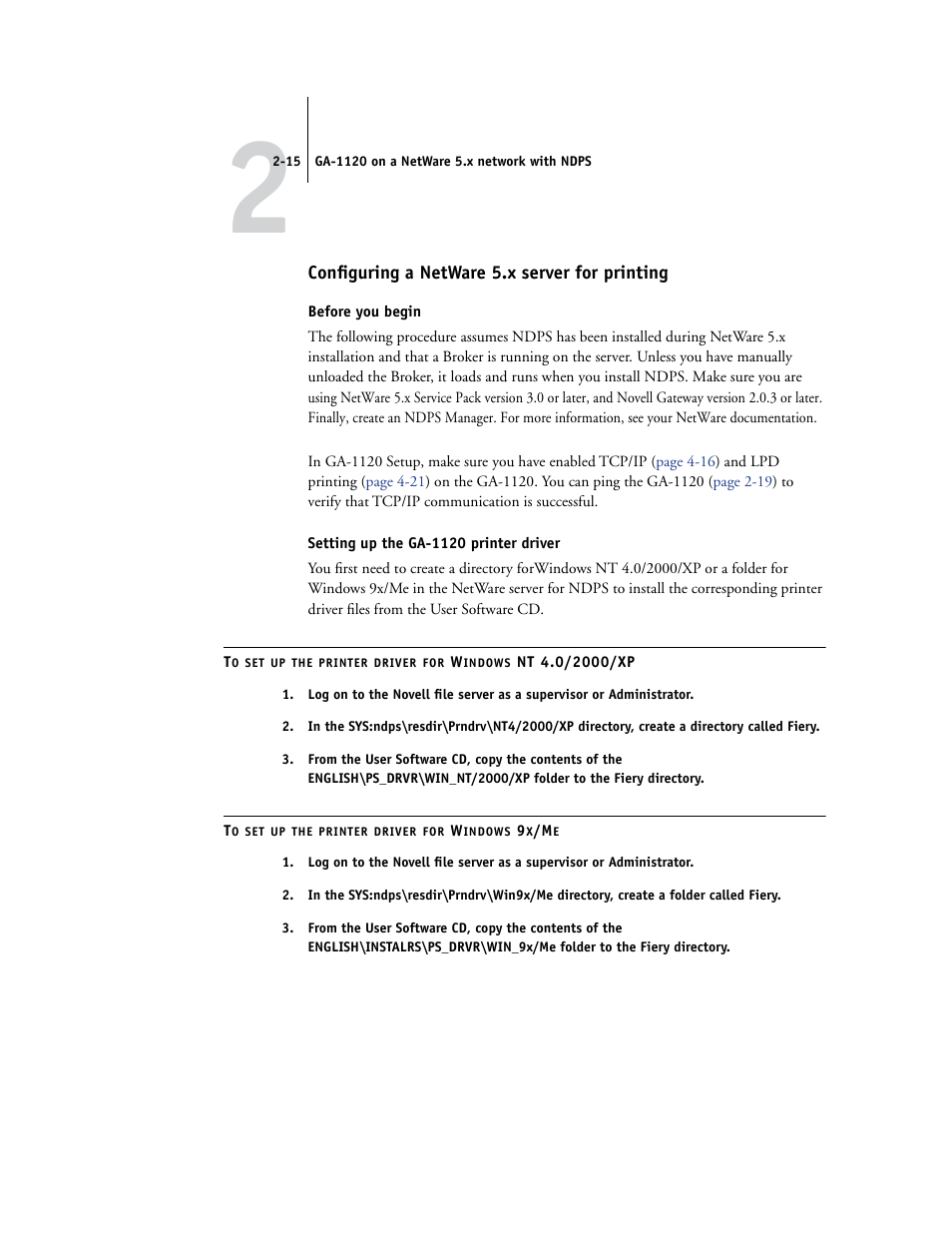 Configuring a netware 5.x server for printing | Toshiba GA-1120 User Manual | Page 37 / 168