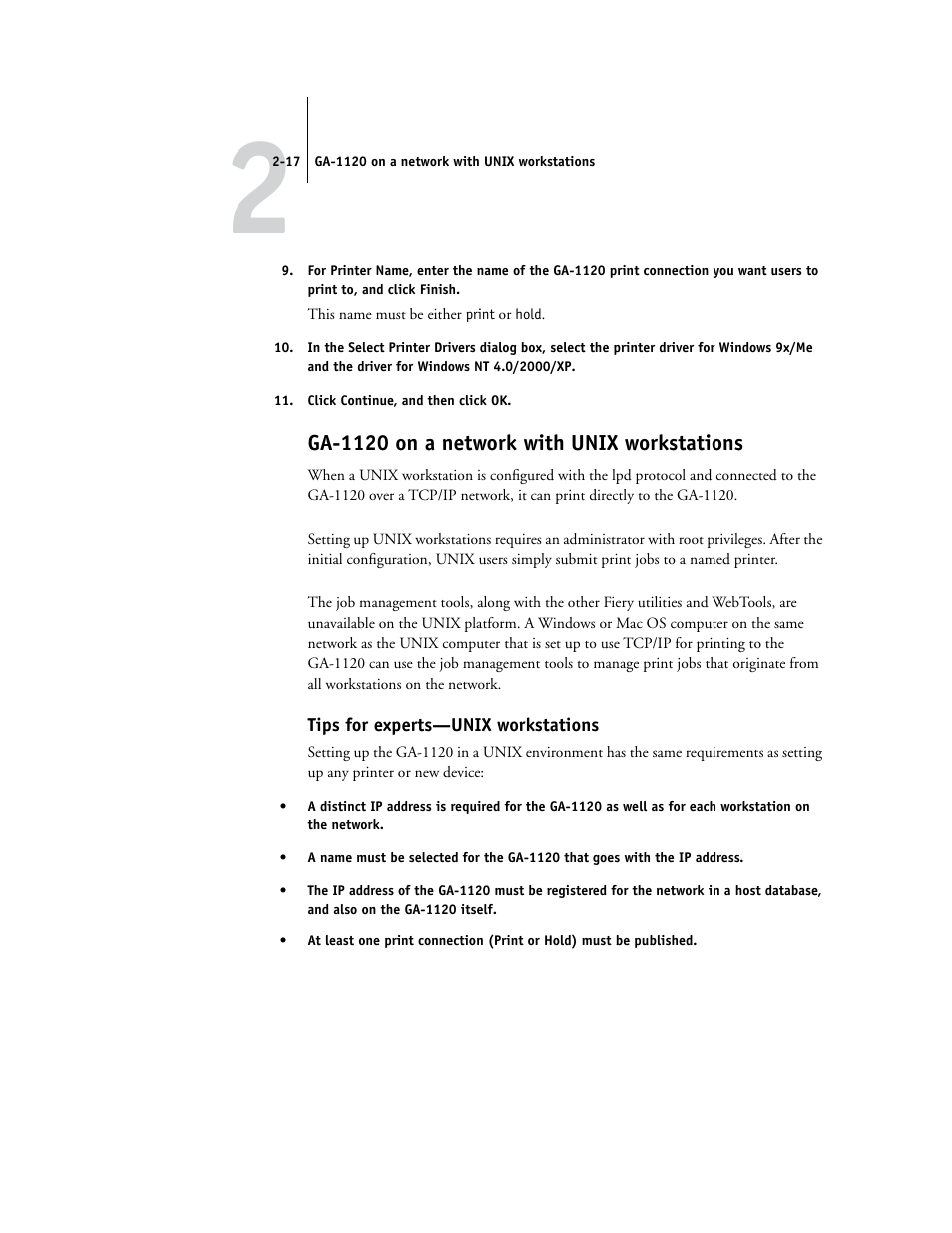 Ga1120 on a network with unix workstations, Tips for experts—unix workstations, Ga-1120 on a network with unix workstations | Toshiba GA-1120 User Manual | Page 39 / 168