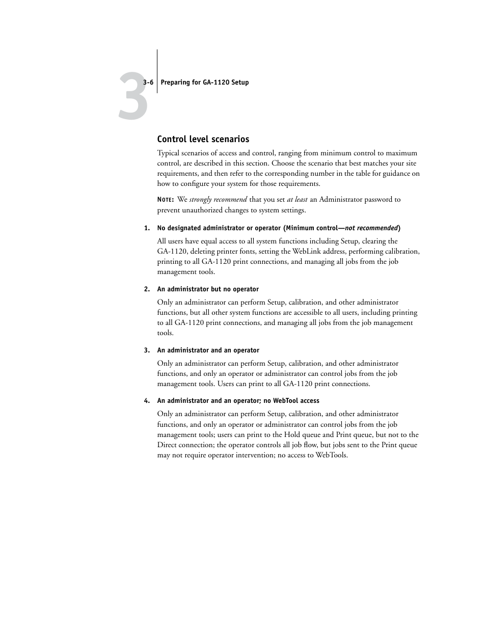 Control level scenarios | Toshiba GA-1120 User Manual | Page 48 / 168