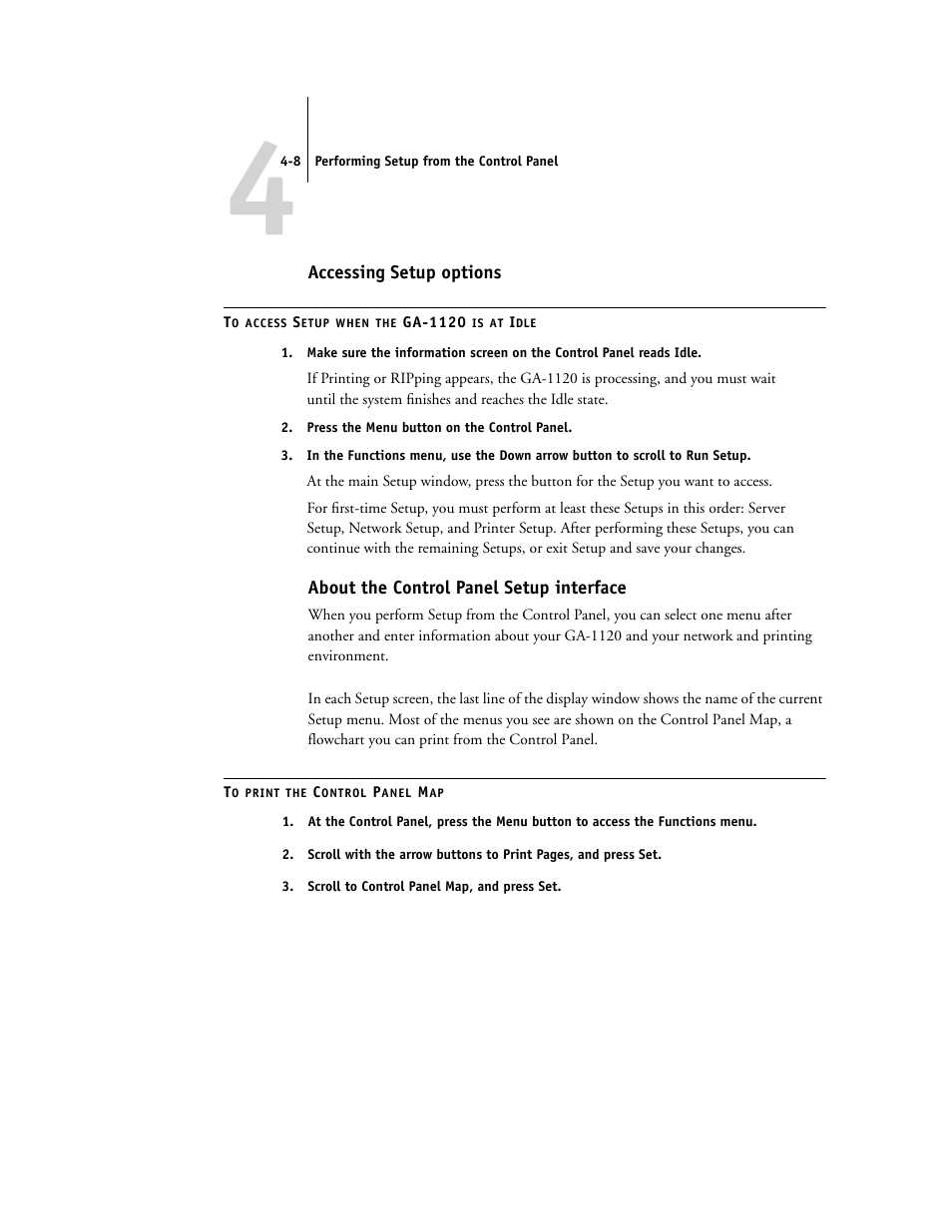 Accessing setup options, About the control panel setup interface | Toshiba GA-1120 User Manual | Page 60 / 168