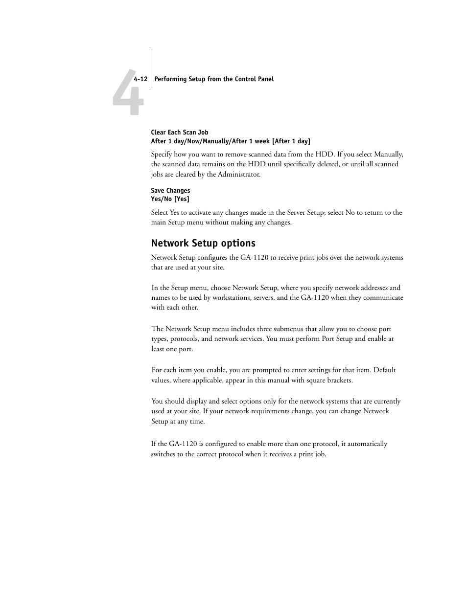 Network setup options | Toshiba GA-1120 User Manual | Page 64 / 168