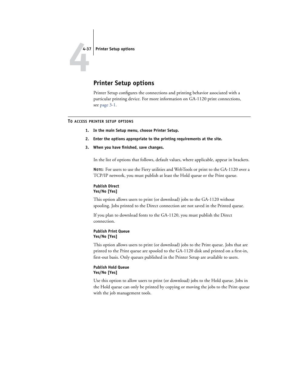 Printer setup options | Toshiba GA-1120 User Manual | Page 89 / 168