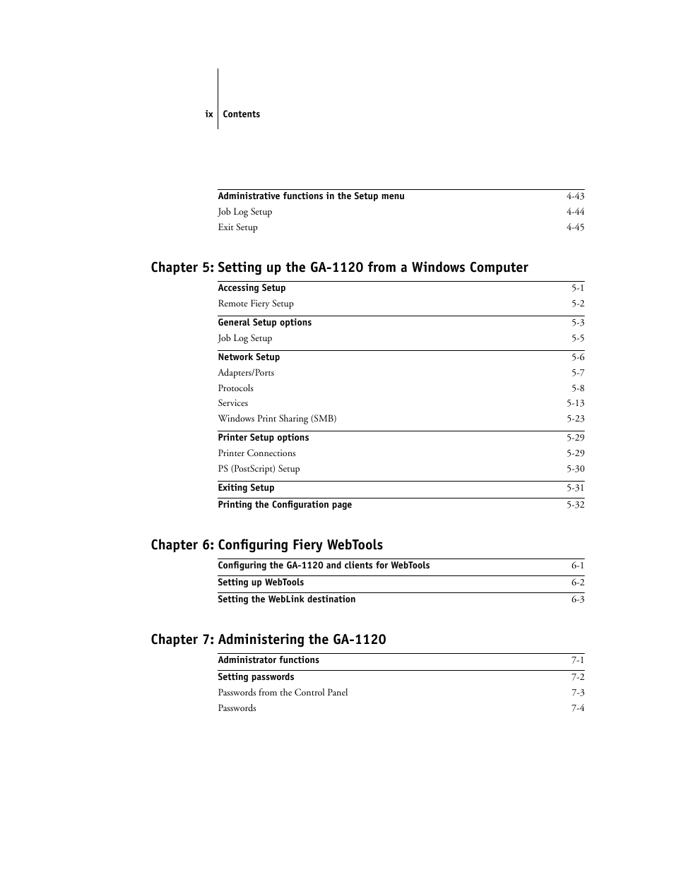 Chapter 6: configuring fiery webtools | Toshiba GA-1120 User Manual | Page 9 / 168