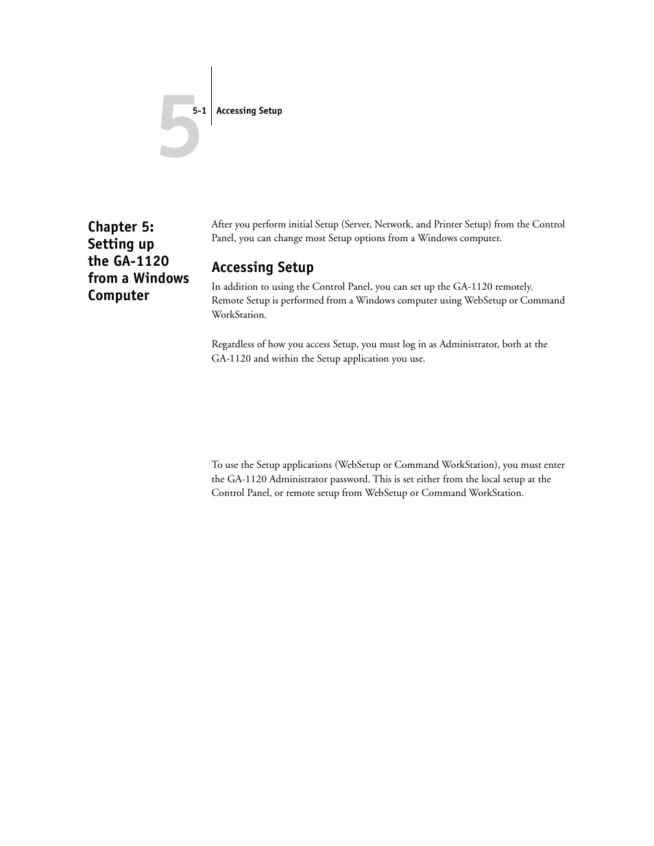 Accessing setup, Chapter 5 | Toshiba GA-1120 User Manual | Page 99 / 168