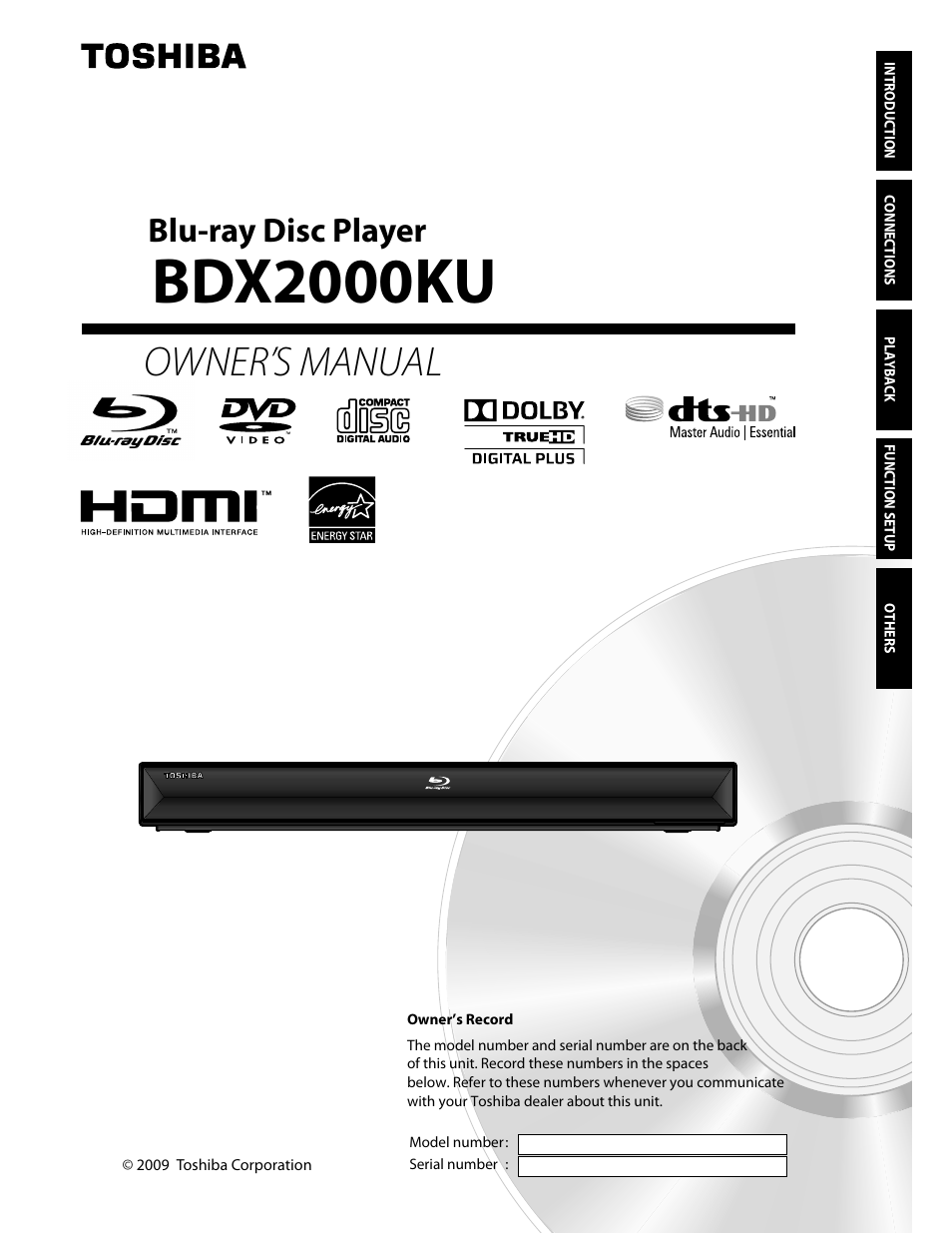 Toshiba BDX2000KU User Manual | 67 pages