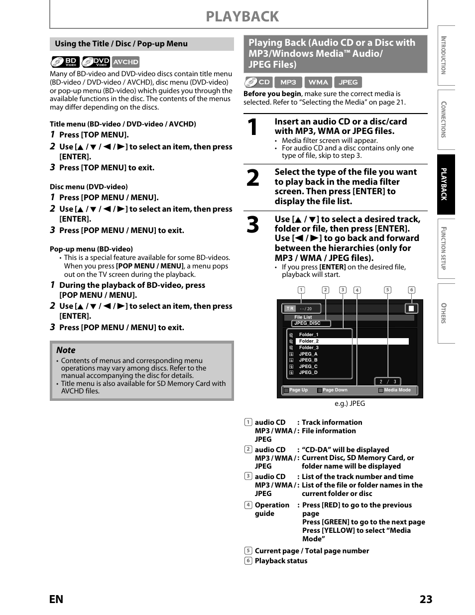 Playback, 23 en | Toshiba BDX2000KU User Manual | Page 23 / 67